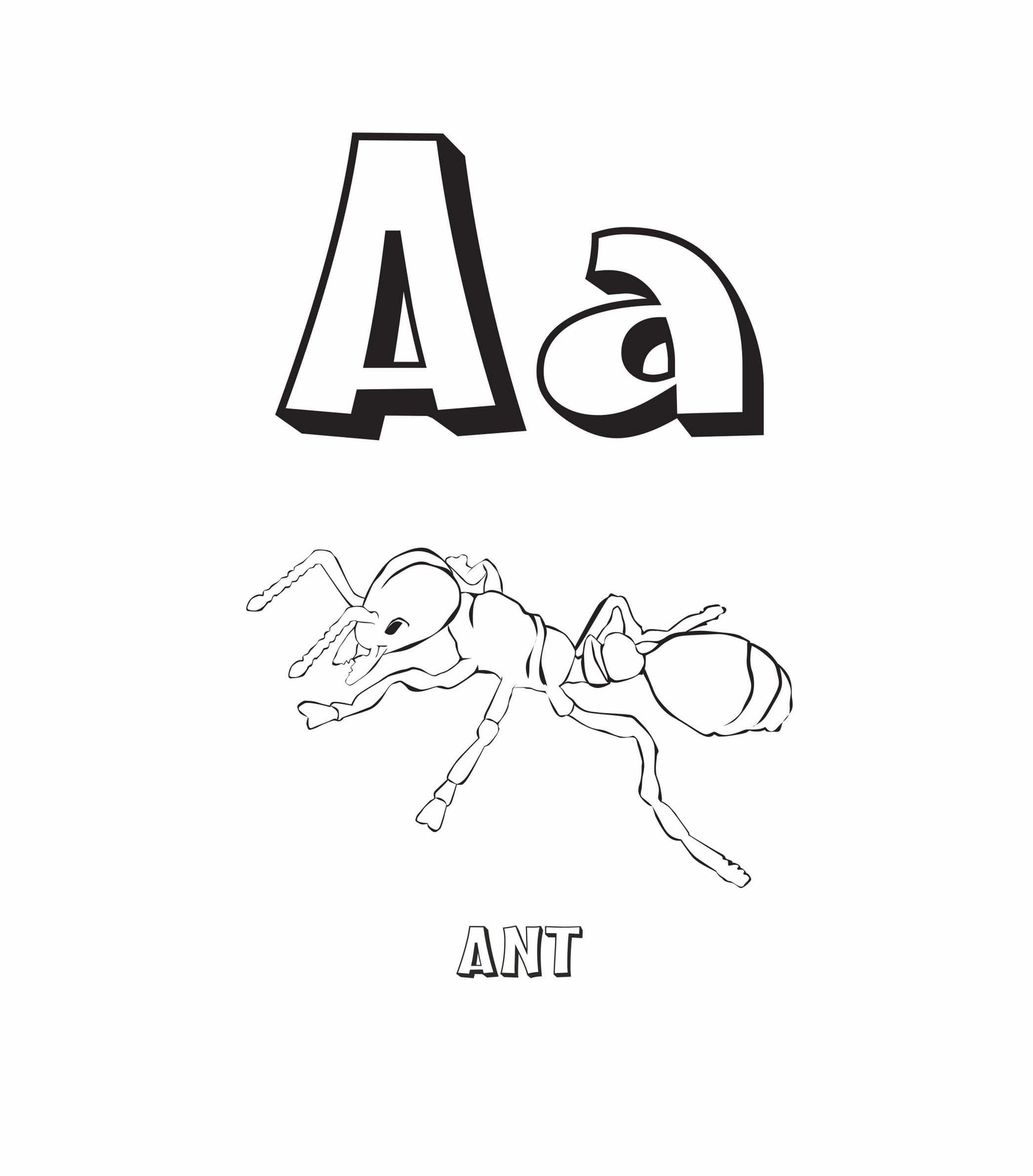 Coloriage Lettre A basique chez les enfants