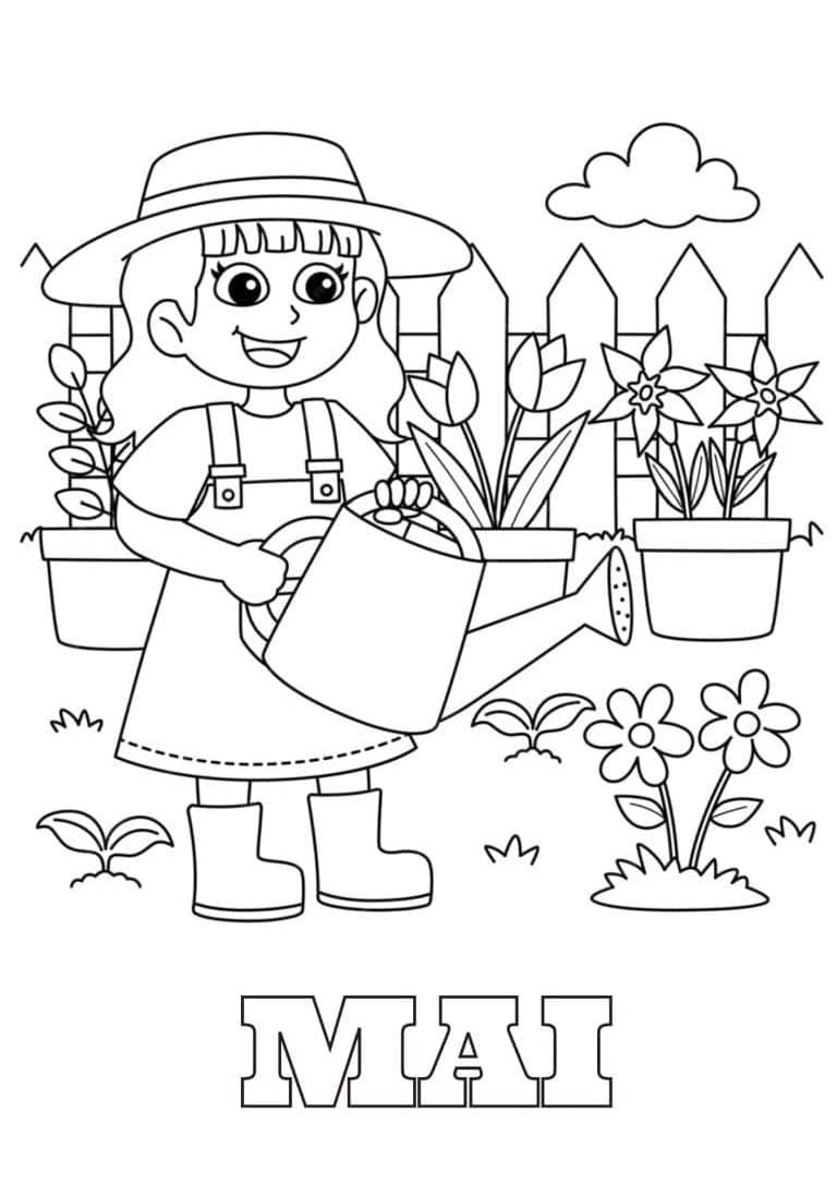 Coloriage Mai gratuit pour les enfants
