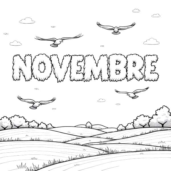 Coloriage Novembre gratuit imprimable pour les enfants