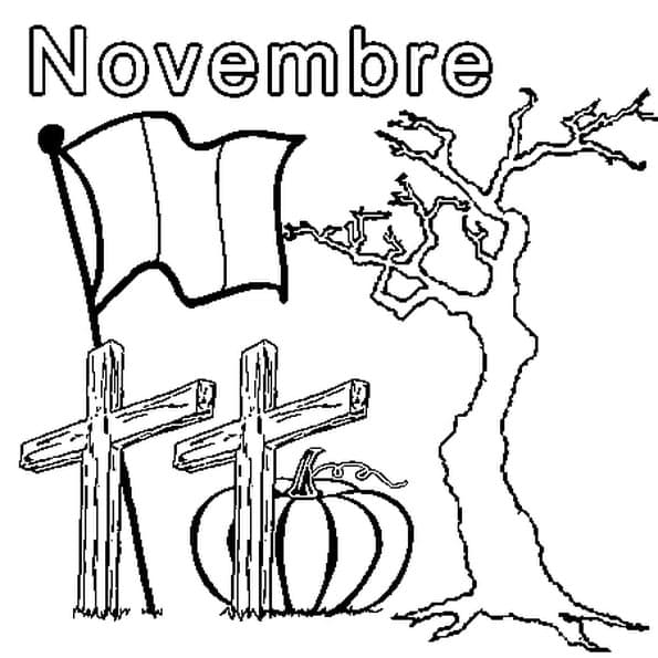 Coloriage Novembre imprimable pour les enfants