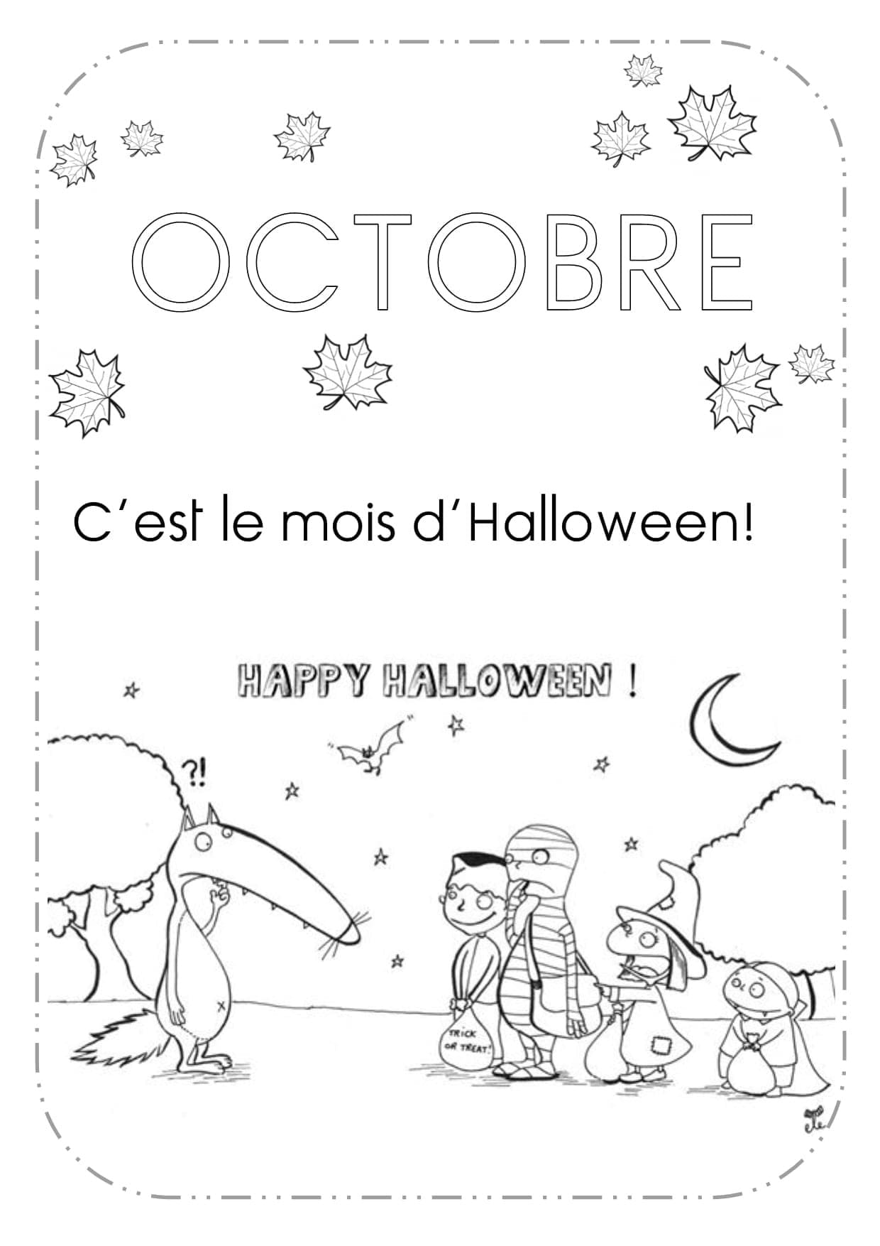 Coloriage Octobre pour enfant