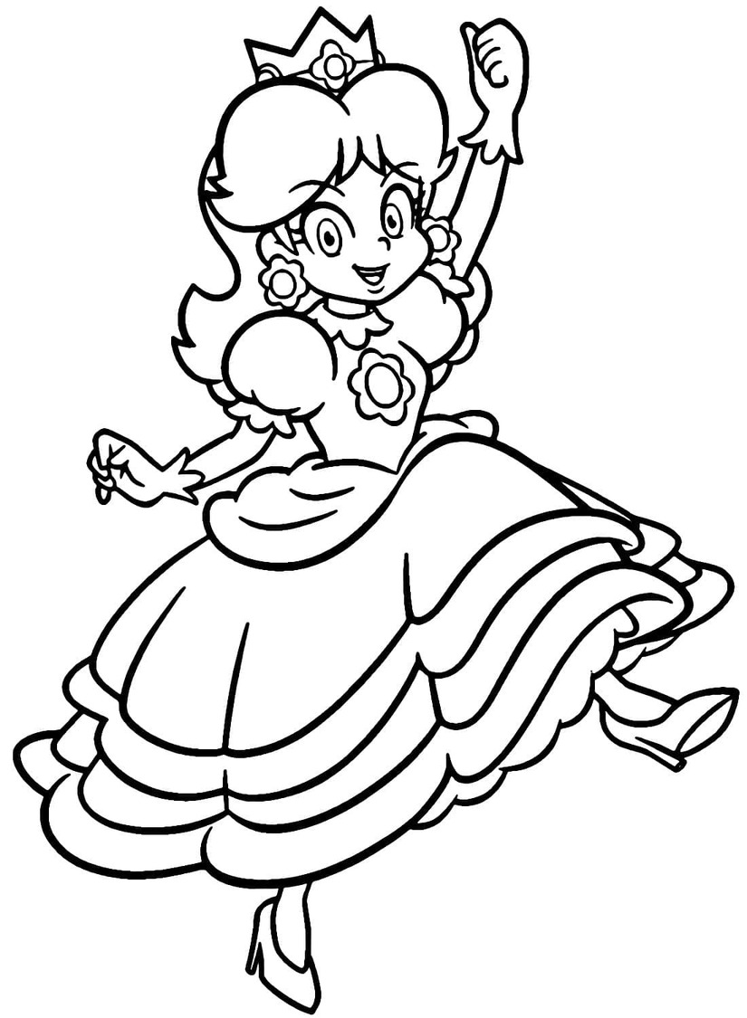 Coloriage Princesse Daisy gratuit imprimable pour les enfants