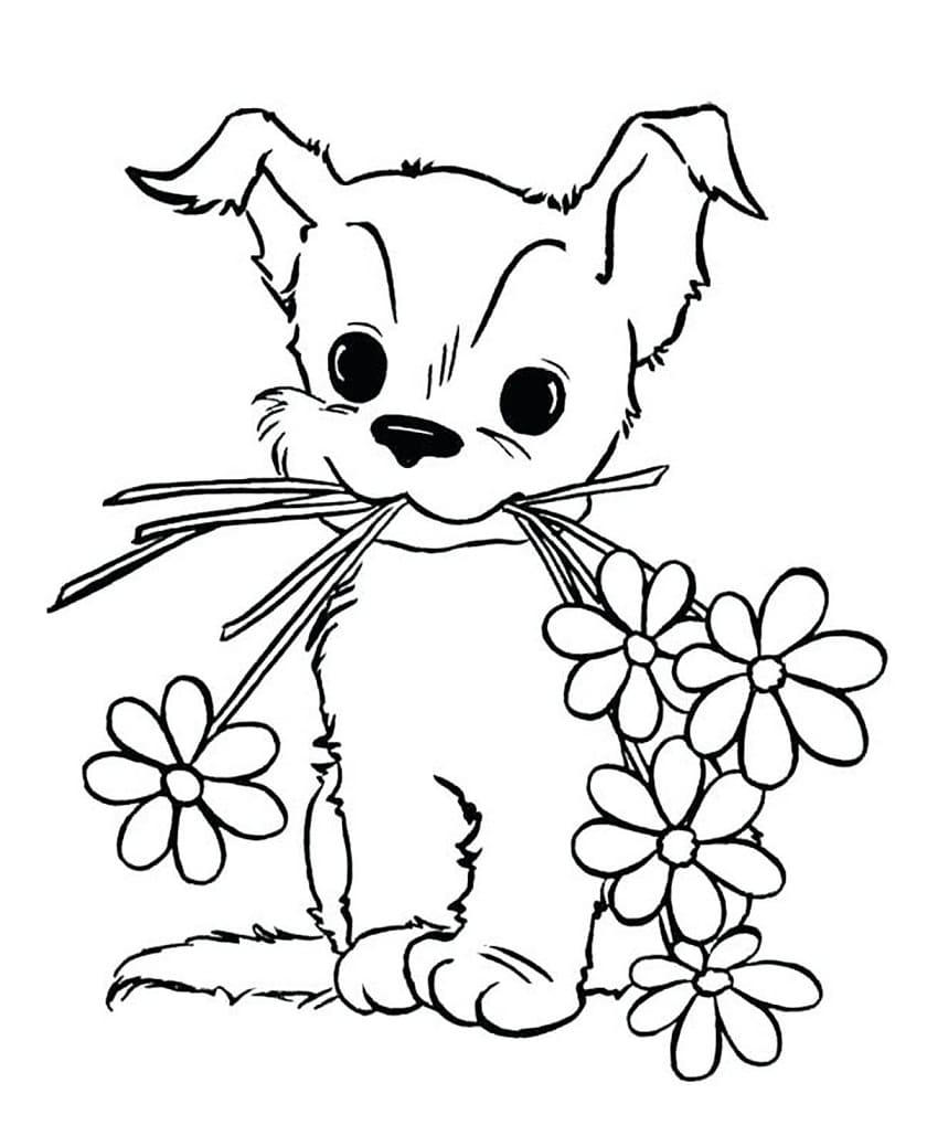 Pas i Cvijeće coloring page