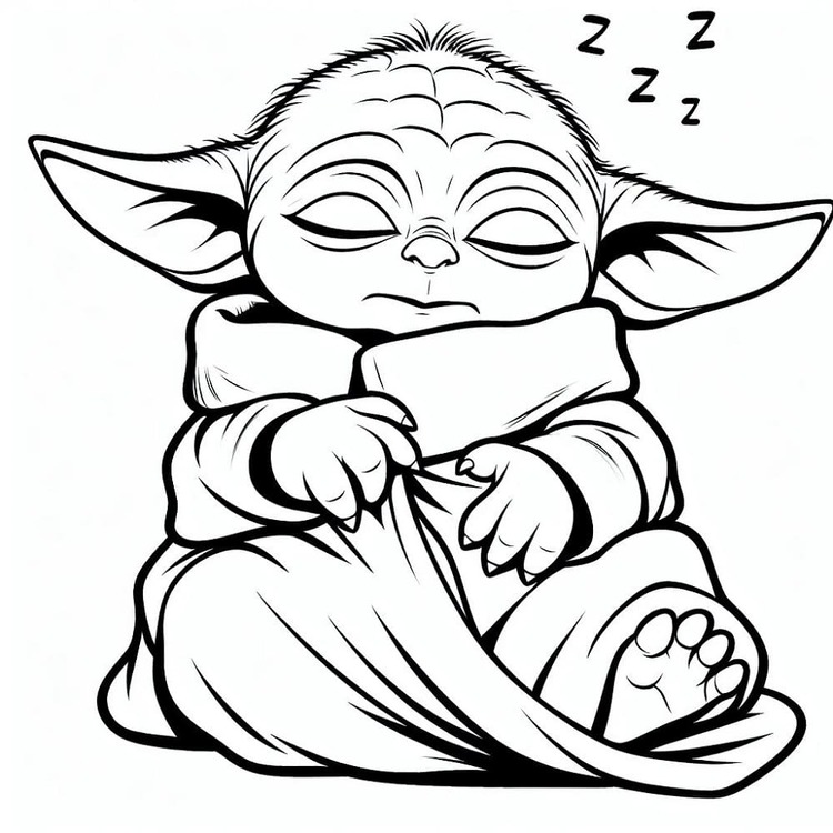 Bojanke Crtanje Baby Yoda je spava