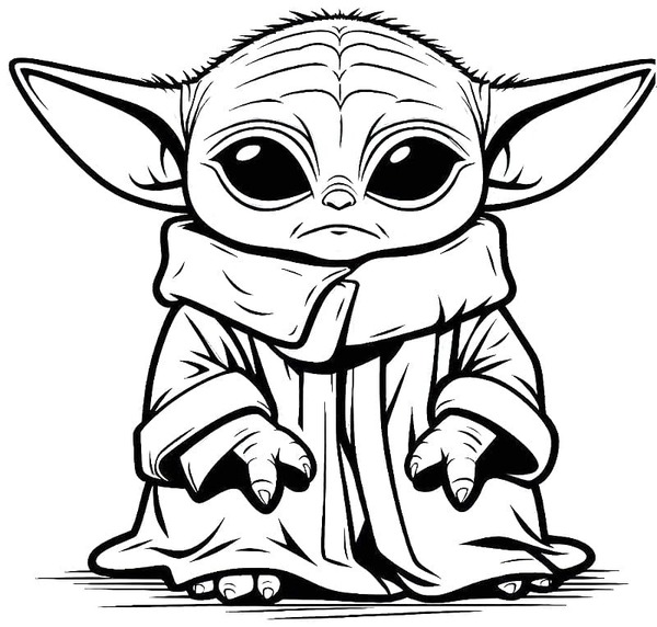 Bojanke Crtanje Baby Yoda je tužan