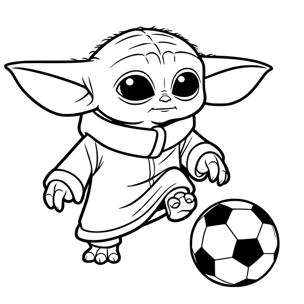 Bojanke Nacrtaj Baby Yoda kako igra nogomet