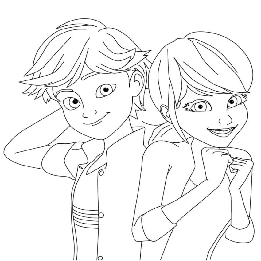 Bojanke Nacrtajte Adrien Agreste i Marinette