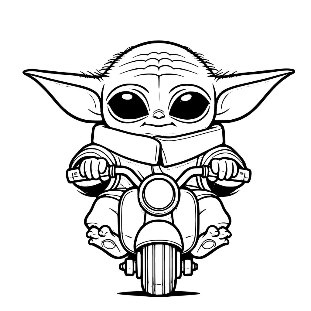Bojanke Nacrtajte Baby Yoda na motoru