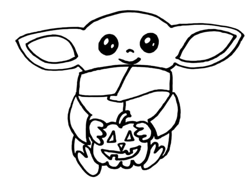 Bojanke Nacrtajte Baby Yoda s bundevom