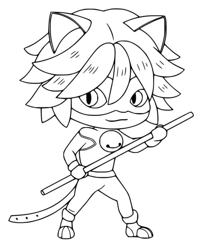 Bojanke Nacrtajte Chibi Cat Noir