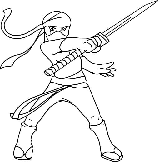 Bojanke Nacrtajte Ninja koja drži Shikomizue