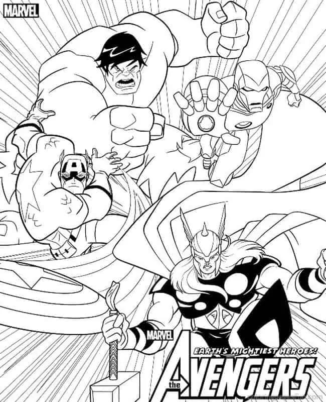 Nacrtajte Osvetnici besplatni ispis za djecu coloring page
