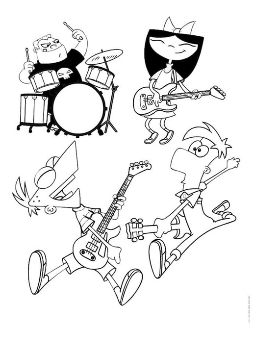 Bojanke Nacrtajte Phineas i Ferb bend