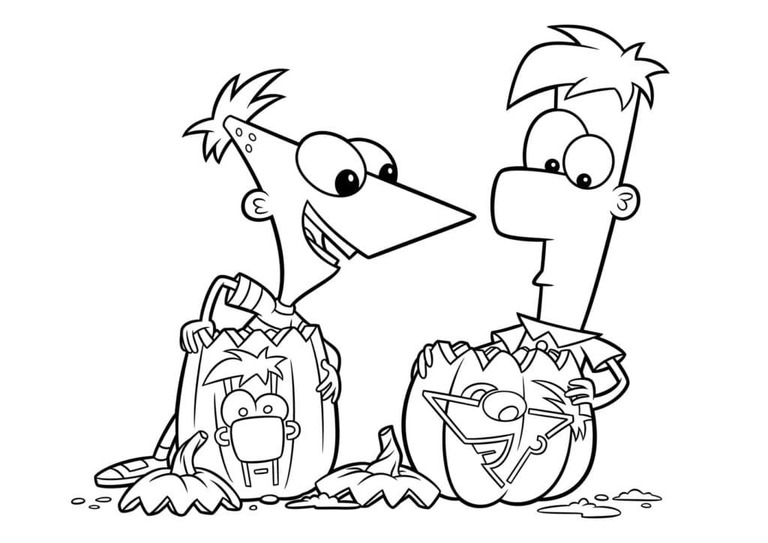 Bojanke Nacrtajte Phineas i Ferb na Noć vještica
