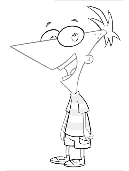 Bojanke Nacrtajte Phineas sretan