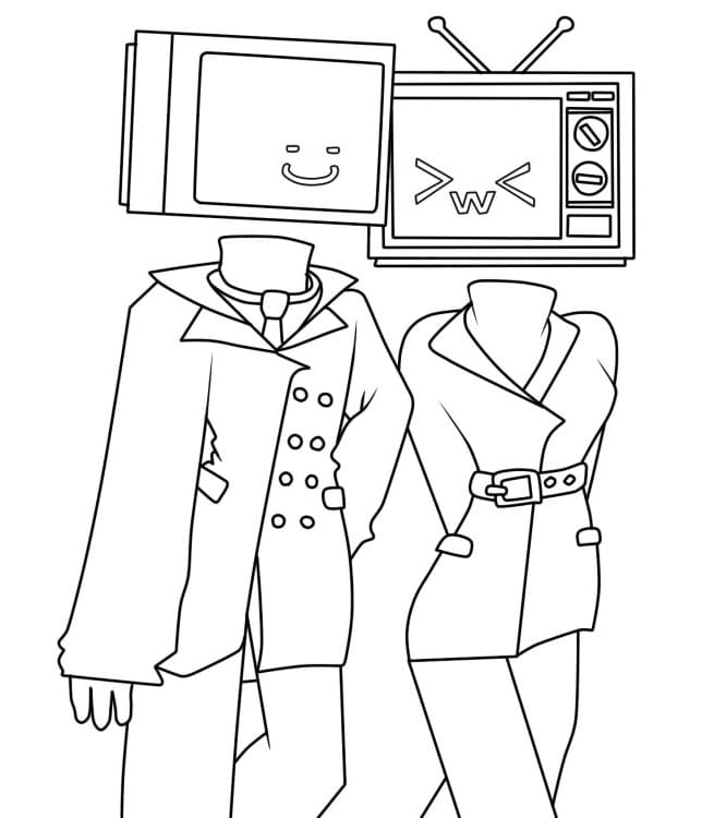 Bojanke Nacrtajte Slatko Tv Man i TV Woman