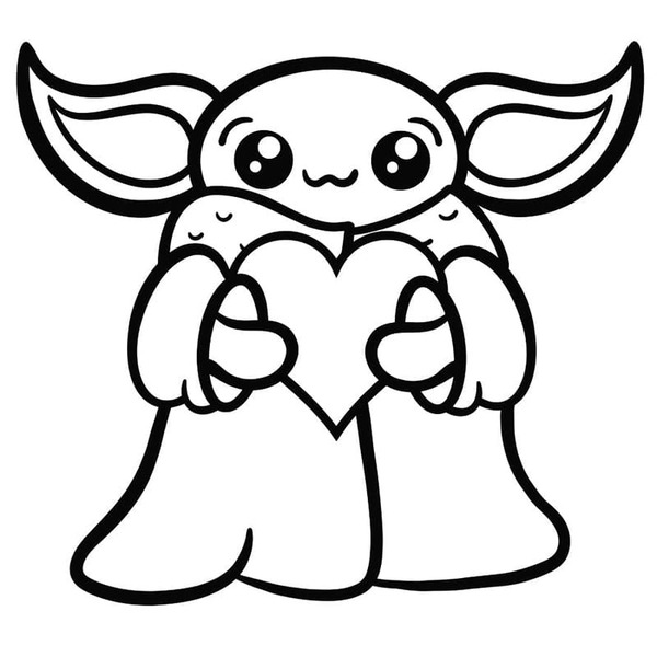 Bojanke Nacrtajte slatkog Baby Yoda za ispis