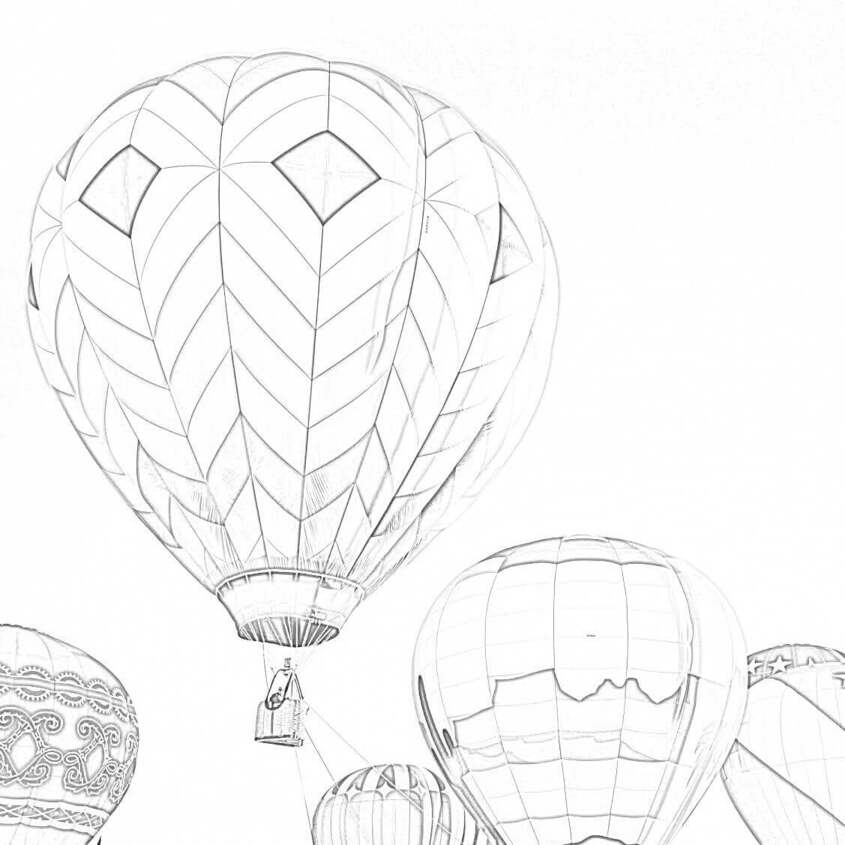 Bojanke Ručno crtanje Balon Na Vrući Zrak