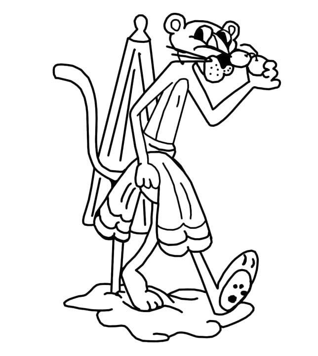 Bojanke Nacrtajte Pink Panther ići na plažu