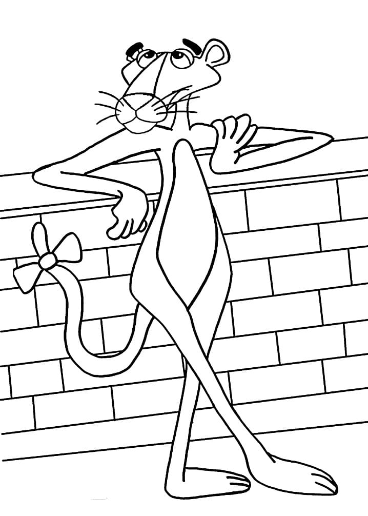 Bojanke Nacrtajte Pink Panther nasloniti se na zid