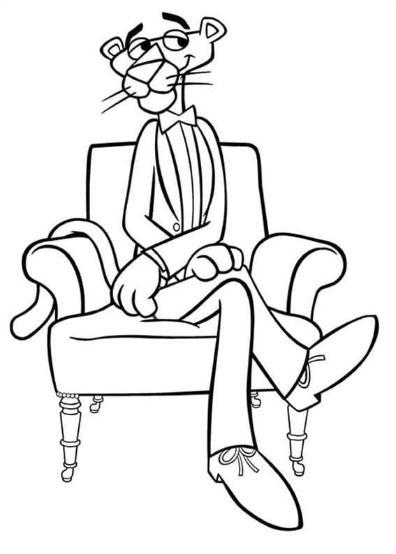 Bojanke Nacrtajte Pink Panther sjediti na kauču