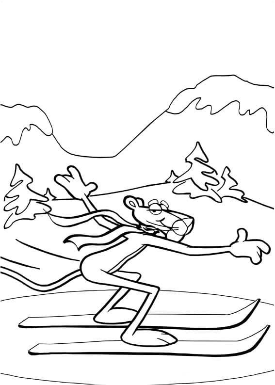 Bojanke Nacrtajte Pink Panther snowboarding
