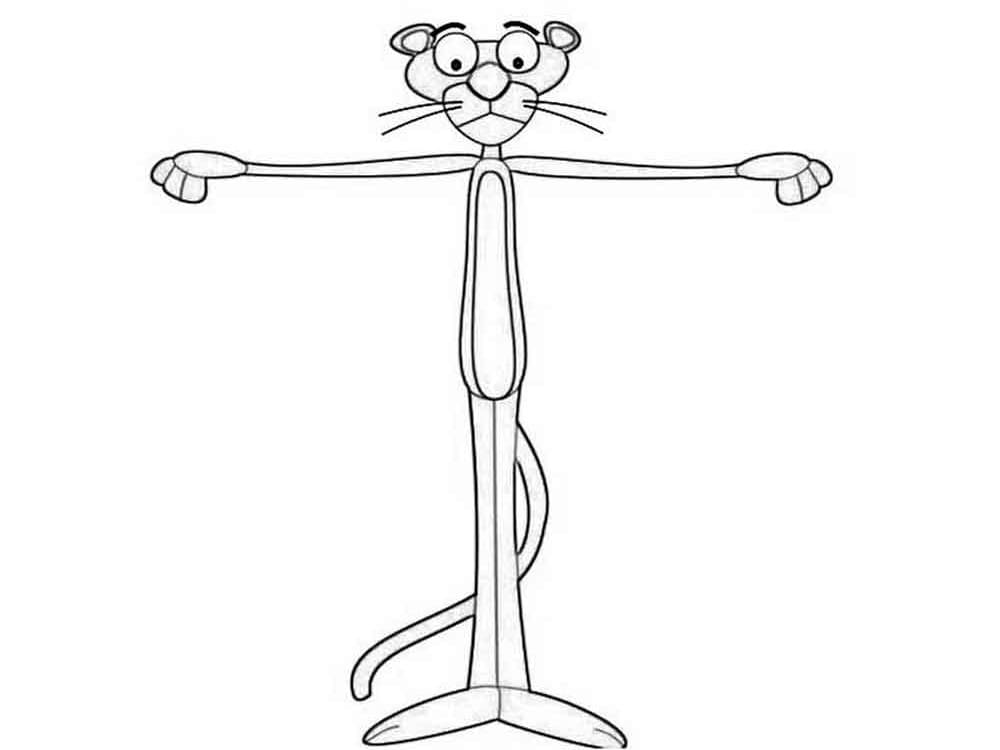 Bojanke Nacrtajte Pink Panther stojeći
