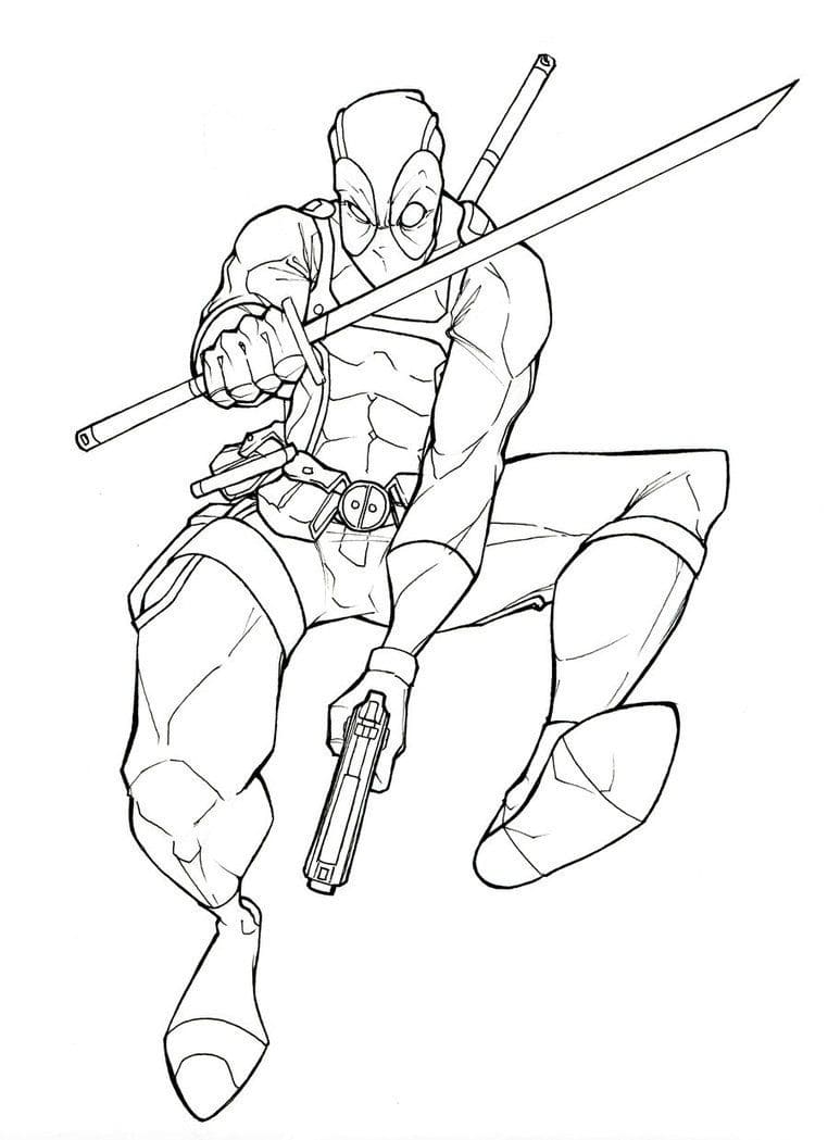 Bojanke Nacrtaj Deadpool ispisivo za djecu