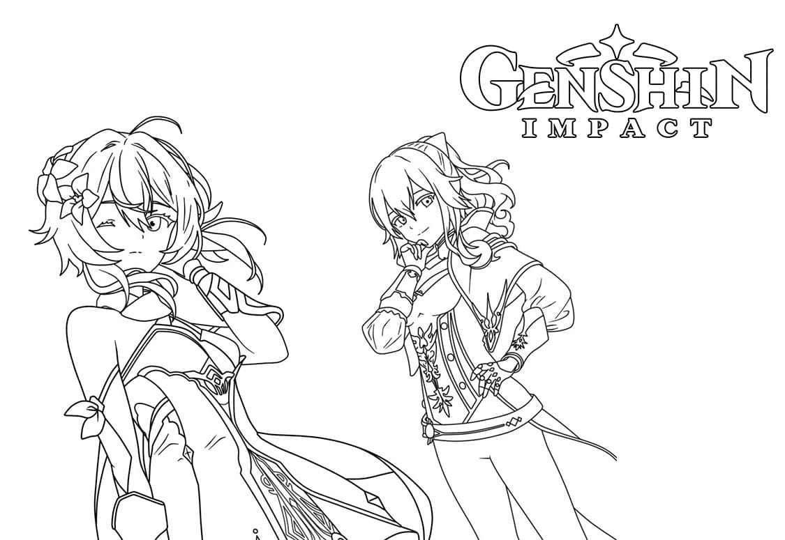 Bojanke Nacrtaj Genshin Impact Lumine i Jean
