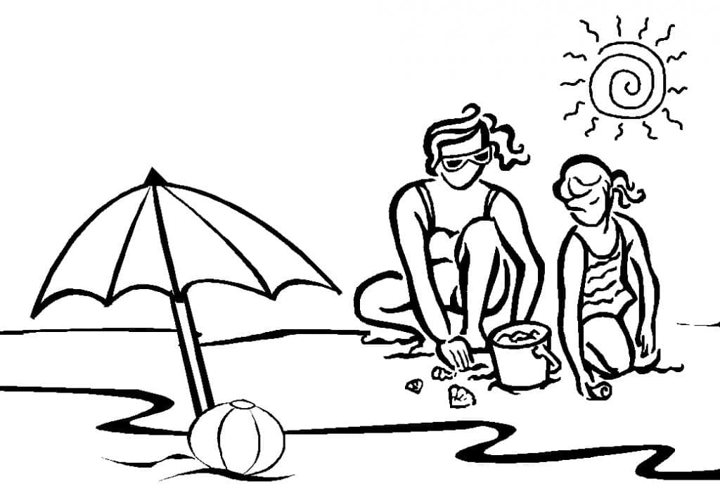 Nacrtaj Plaža besplatno lako coloring page