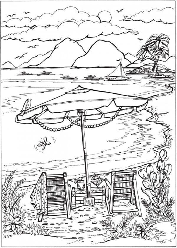 Nacrtaj Plaža osnovno ispisivo coloring page