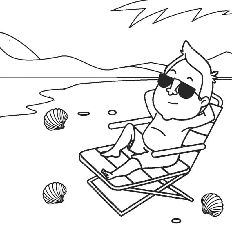 Plaža besplatno osnovno coloring page