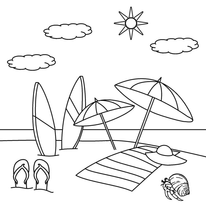 Plaža besplatno za djecu coloring page