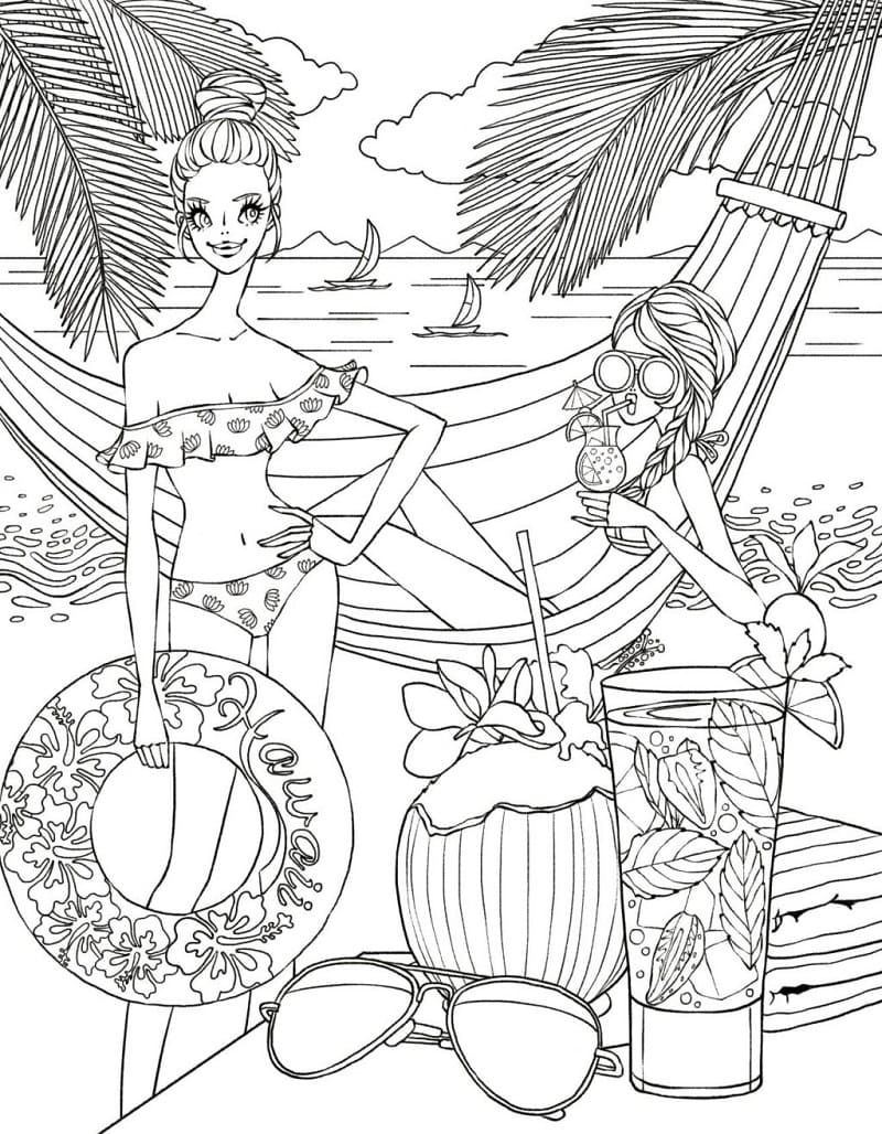 Plaža besplatno coloring page