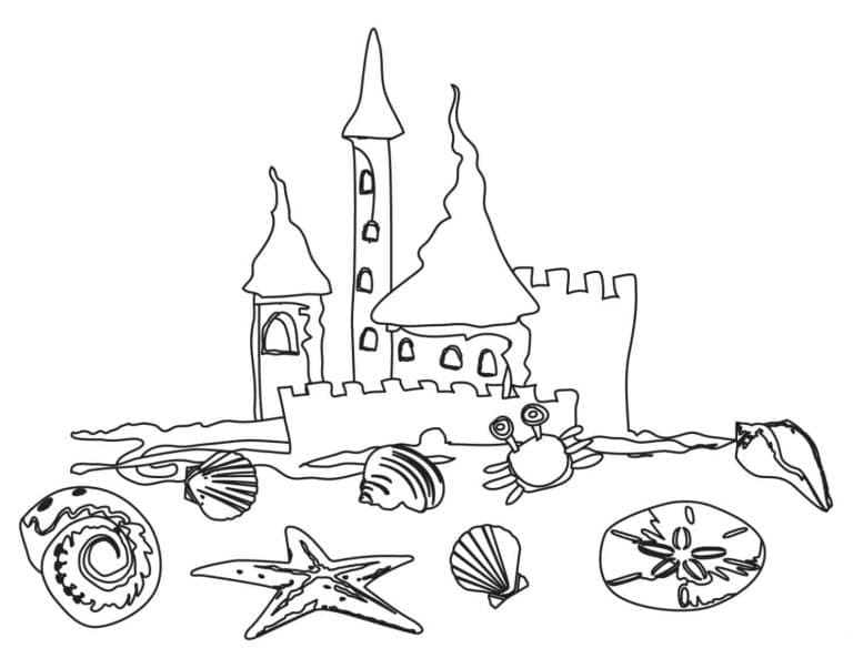 Plaža lako za djecu coloring page