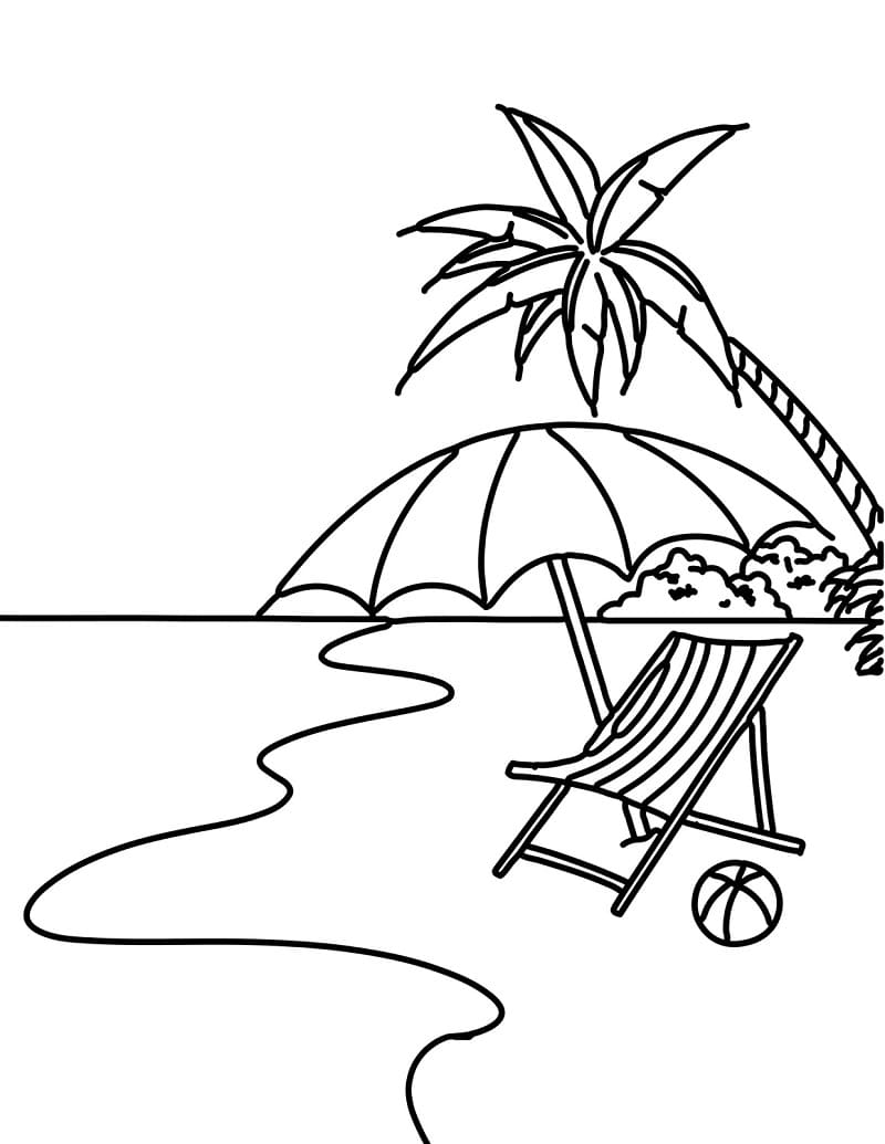 Plaža osnovni za djecu coloring page