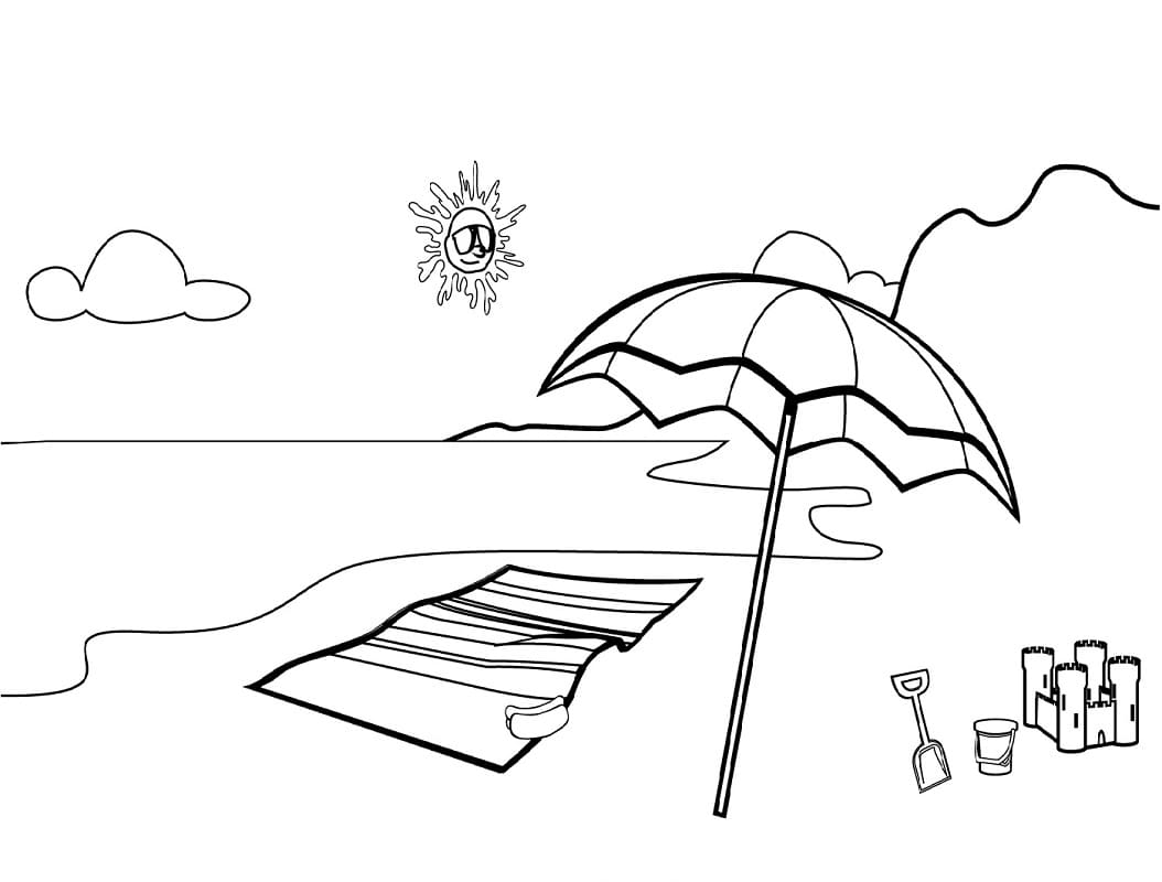 Plaža prost za djecu coloring page