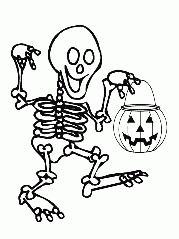 Skeleton With Pumpkin Candy Bag 