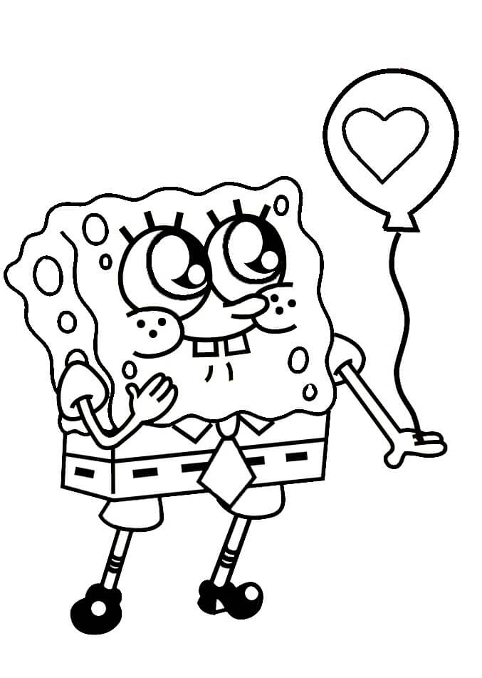 Adorabile SpongeBob con Palloncino da colorare