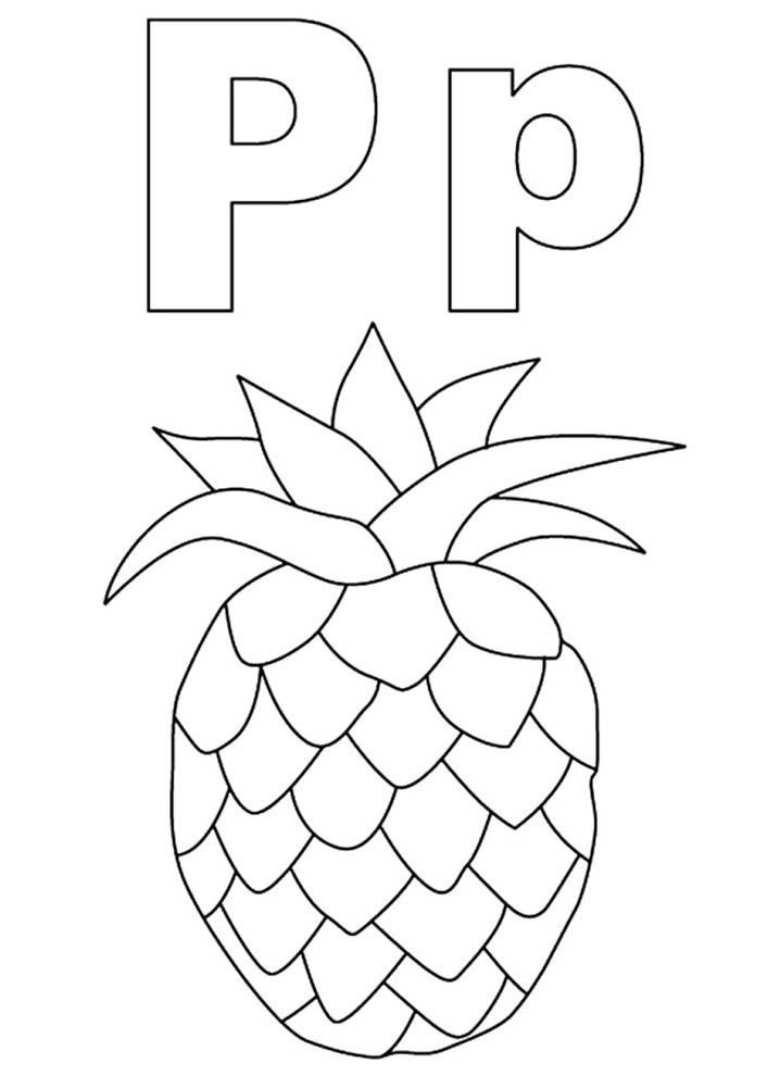 Ananas Lettera P da colorare