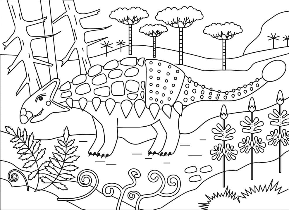 Ankylosaurus nella Giungla da colorare