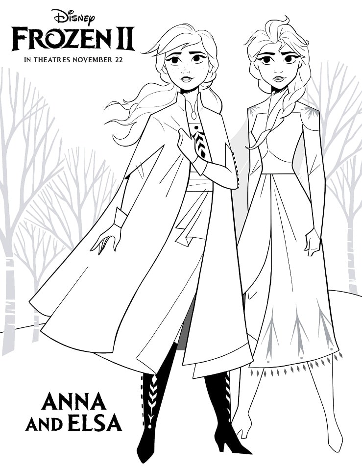 Anna e Elsa Frozen 2 da colorare