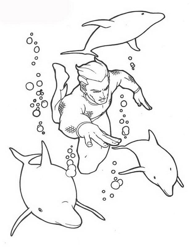 Aquaman e i delfini da colorare