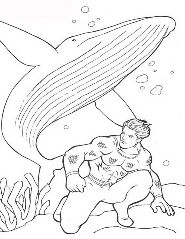Aquaman e la balena da colorare