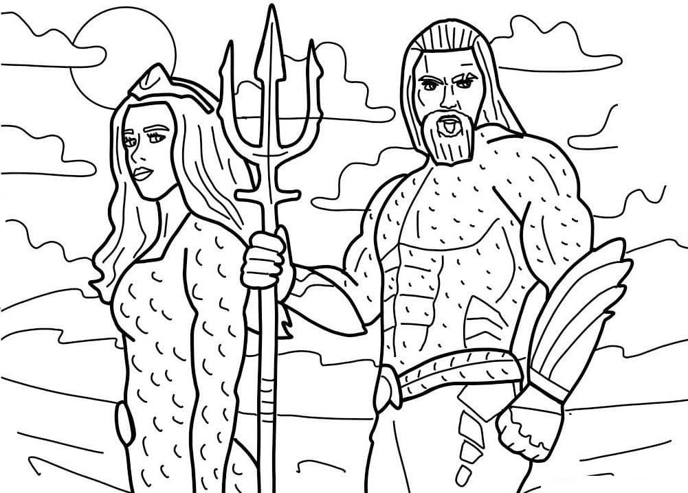 Aquaman e Mera da colorare