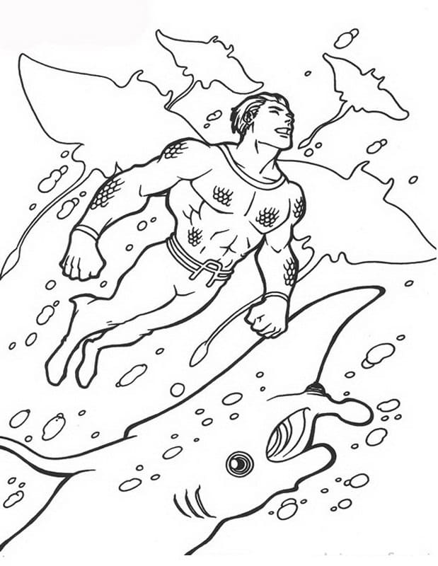 Aquaman e pesci da colorare
