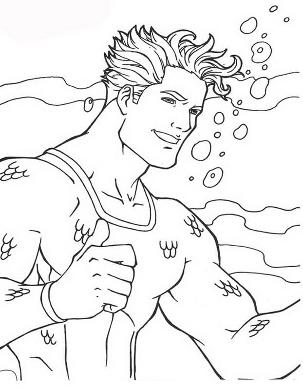 Aquaman felice e libero da colorare