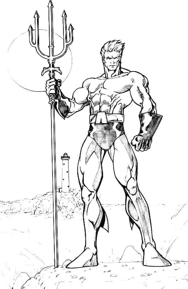 Aquaman in piedi da colorare