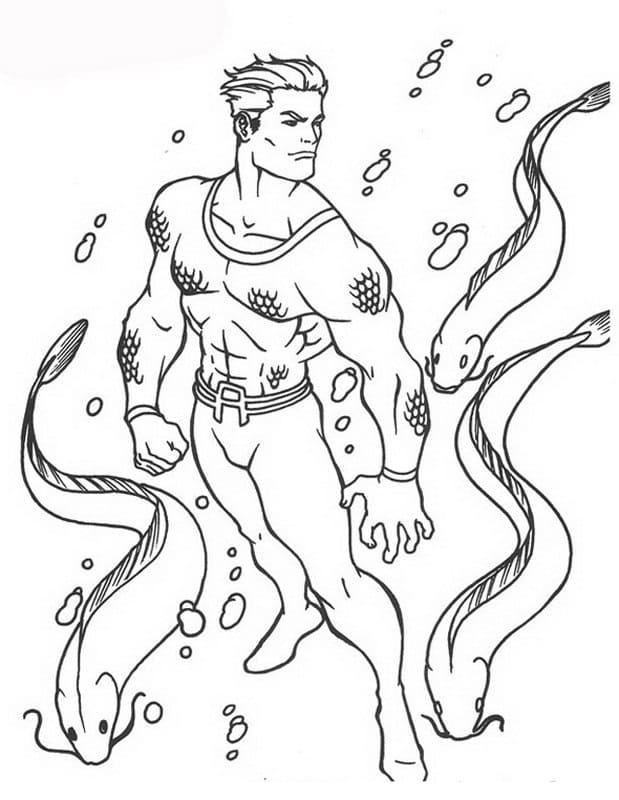 Aquaman sotto l'oceano da colorare