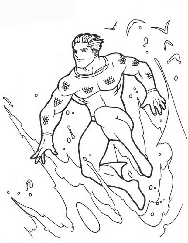 Aquaman sull'onda da colorare